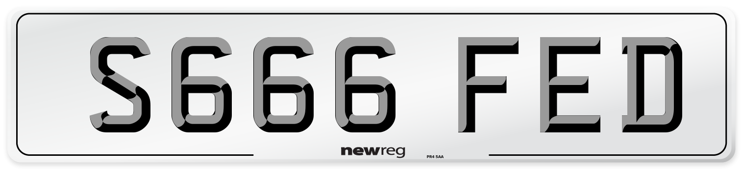 S666 FED Number Plate from New Reg
